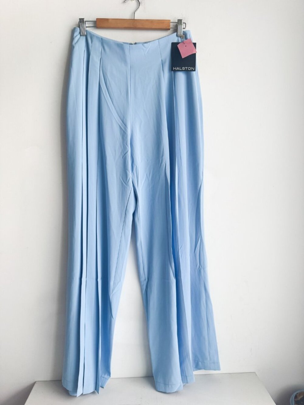 Halston Pastel Blue Wide Leg Palazzo Dress Pants M